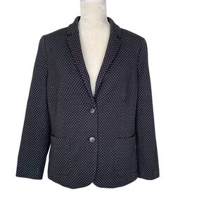 Talbots Aberdeen Knit Blazer Women’s Size 16 Petite  Black White Printed Classic
